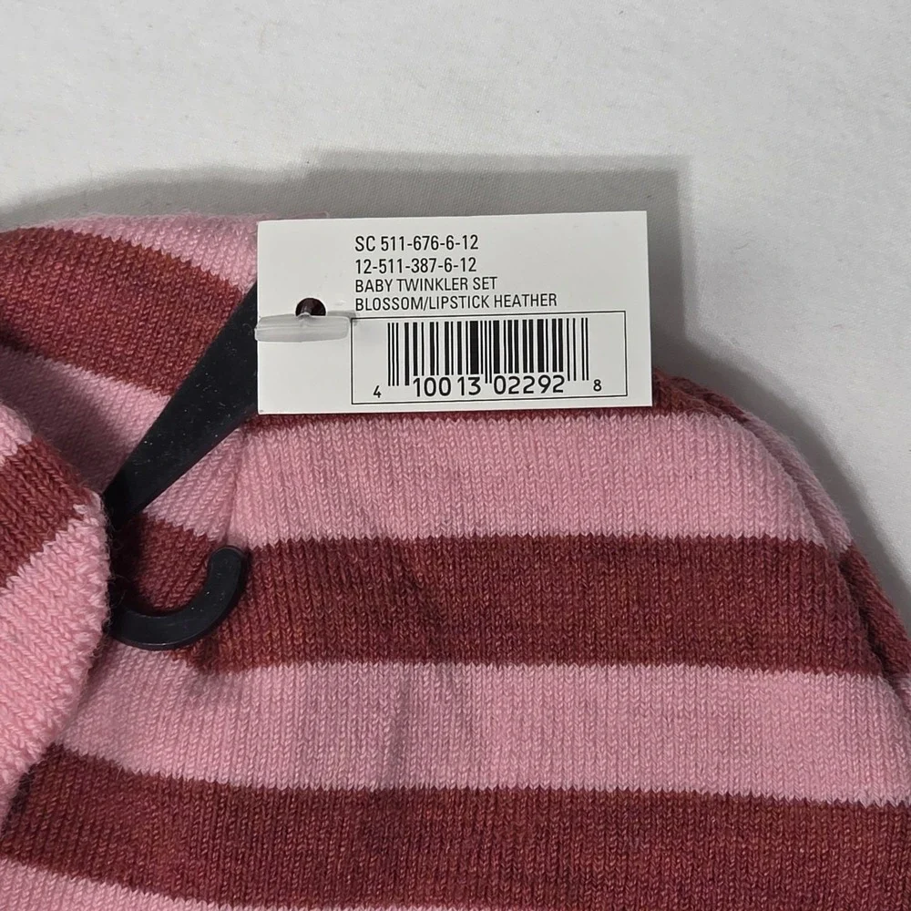 Smartwool Baby Twinkler Beanie & Mittens Set Merino Wool Pink Striped 6-12M